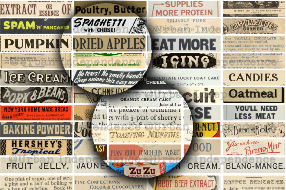 Download 80 Vintage Food Words Ephemera - Premium Resources