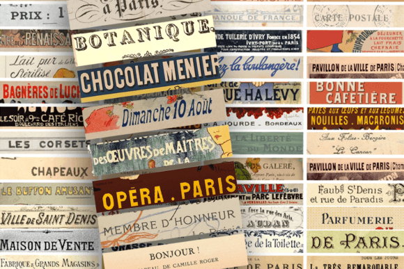 Download Vintage French Words Ephemera - Premium Bundle